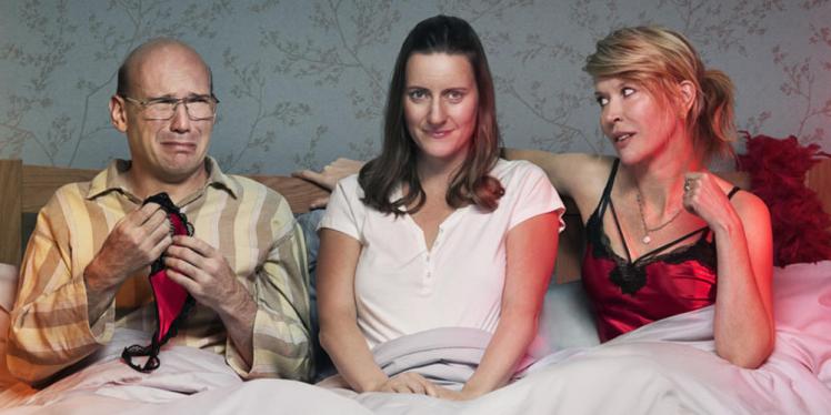 Alex MacQueen, Catherine Sheperd et Julia Davis (Sally4Ever Sky/HBO)